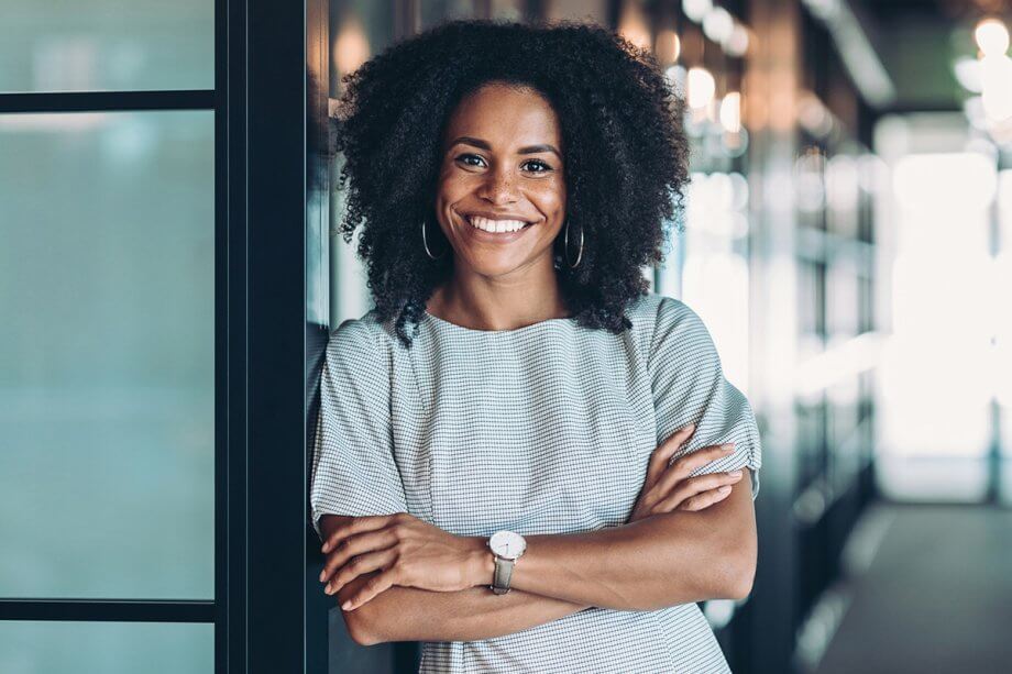 woman smiling with dental crowns